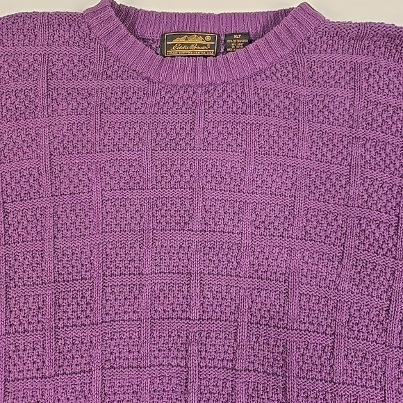 Vintage 90s Eddie Bauer Cable Knit Sweater Mens XL Tall Fisherman Crewneck - Picture 2 of 11